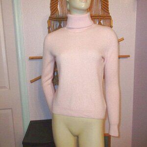 Prive Cashmere Sweater Size MP Pink Crop Turtleneck Pullover Career Preppy EUC